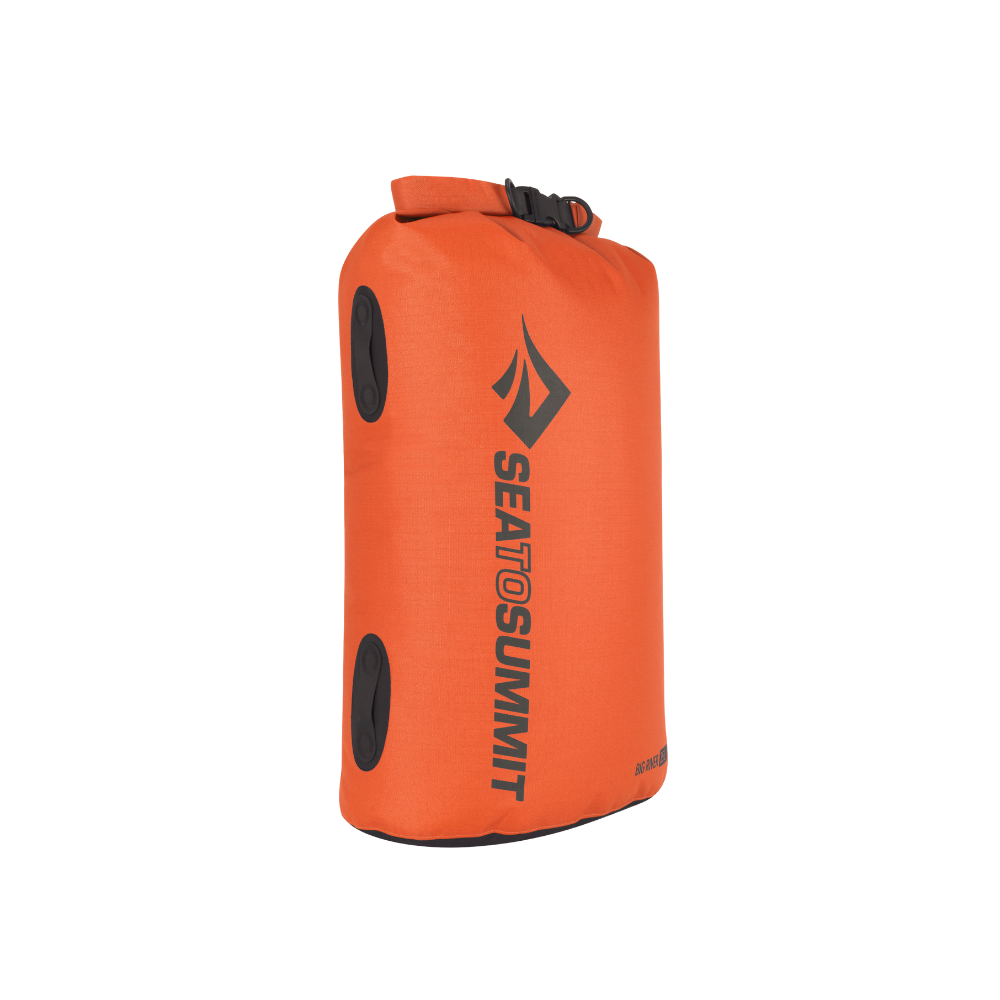 Orange dry bag with Sea to Summit logo on a white background