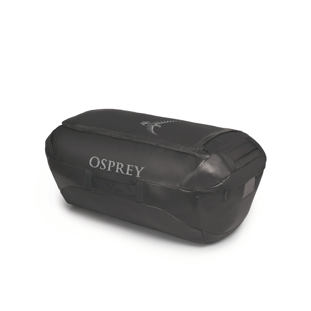 Front view of Osprey Transporter 120 Black showing ultimate tactical command capacity and professional NanoTough construction
