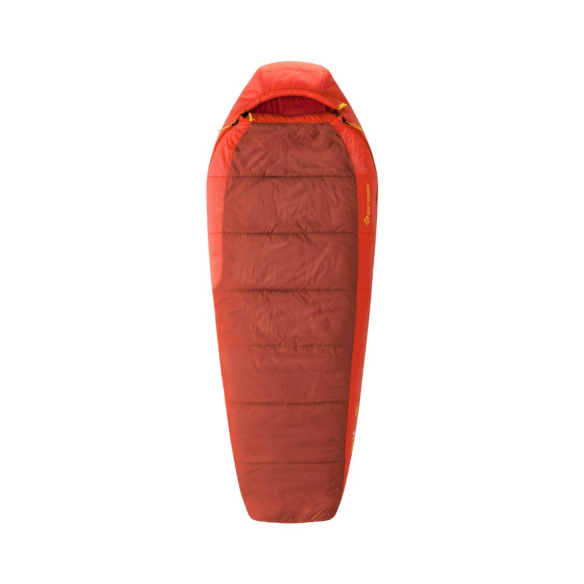 Orange sleeping bag on a white background