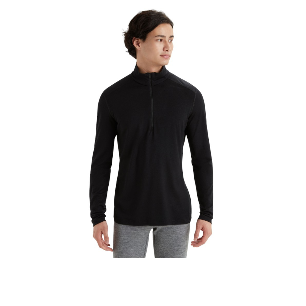 Icebreaker Men's Merino 200 Oasis Long Sleeve Half Zip Thermal Top - Black