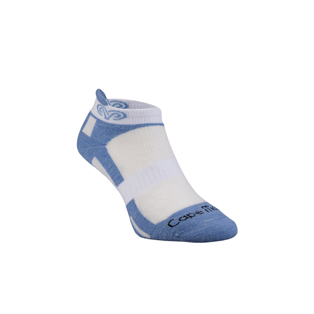 Cape Mohair Multi-Sport (Lip) Socks - Sky & White