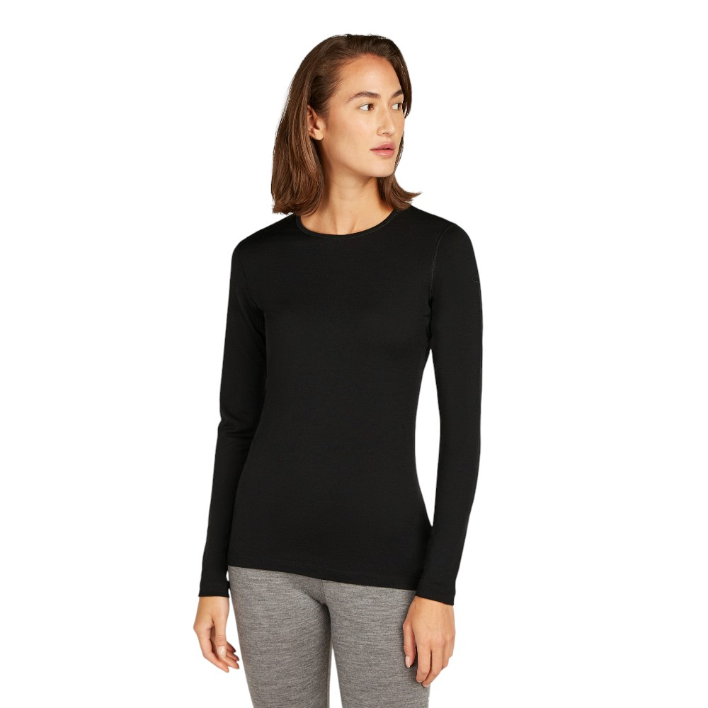 Icebreaker Women's 200 Oasis Long Sleeve Crewe Thermal Top - Black