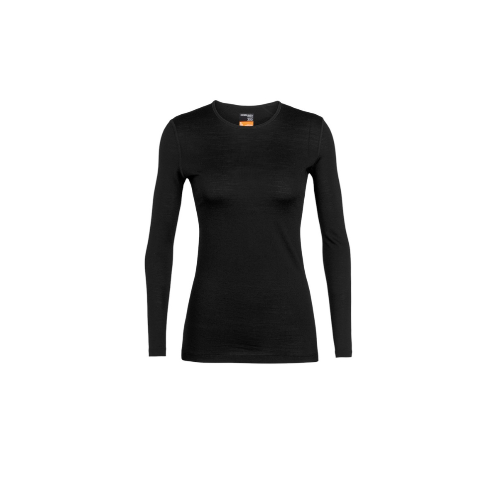 Icebreaker Women's 200 Oasis Long Sleeve Crewe Thermal Top - Black