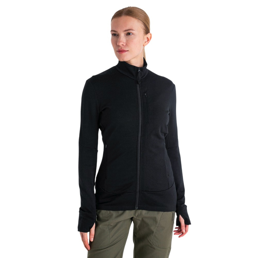 Icebreaker Women's Merino 260 Quantum Long Sleeve Zip Jacket - Black