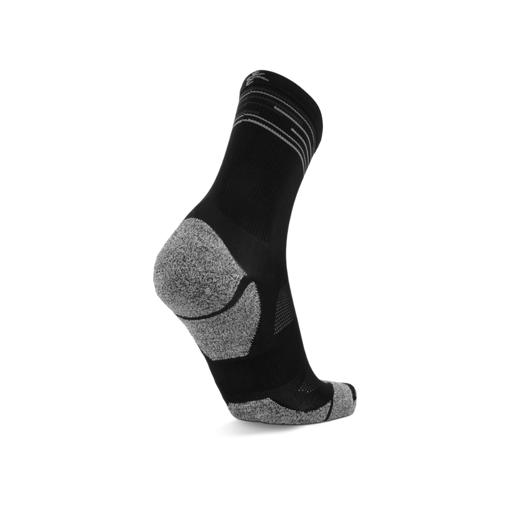 Balega crew socks black grey heel cushioning detail