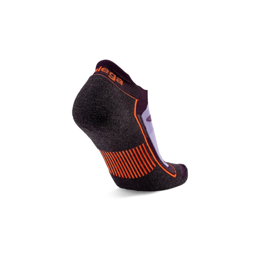 Balega no show socks midnight plum heel tab construction