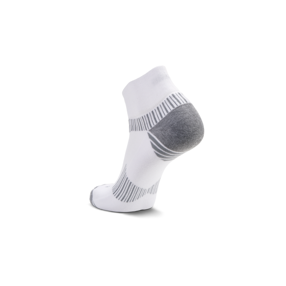 Balega Enduro quarter socks white heel construction with reinforced ventilation panels