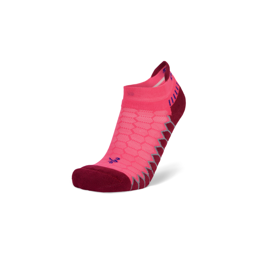 Balega Silver women's running socks in watermelon with antimicrobial silver ions and Drynamix moisture-wicking technology