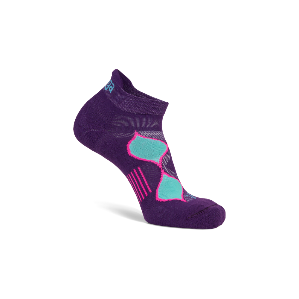 Balega women's Enduro running socks purple watermelon side profile with high heel tab and no show design