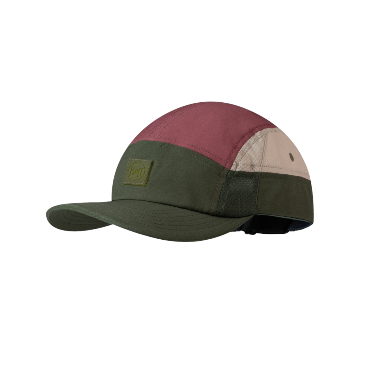 BUFF 5 Panel Go Cap in Domus Military camo pattern with UPF 50 protection and mesh panels for tactical hats and outdoor use