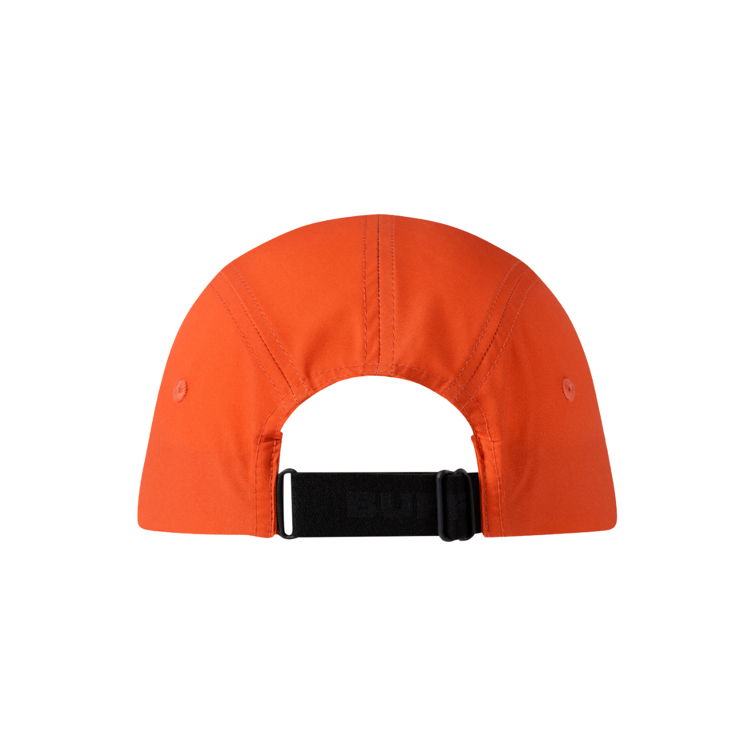BUFF 5 Panel Go Cap solid poppy worn for trail running showing moisture-wicking sweatband and breathable hats design