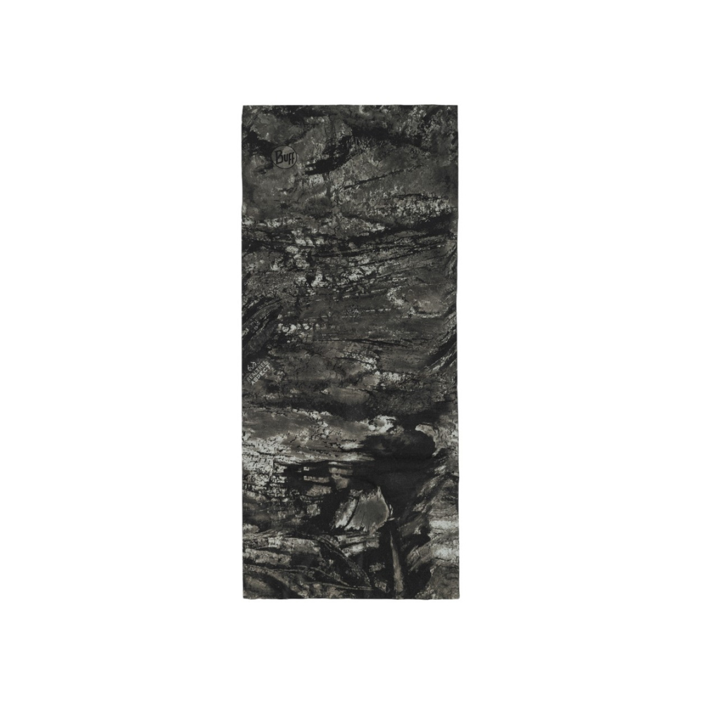 BUFF CoolNet UV Aspect Graphite neckwear worn as headband showing HeiQ Smart Temp cooling for versatile hats protection
