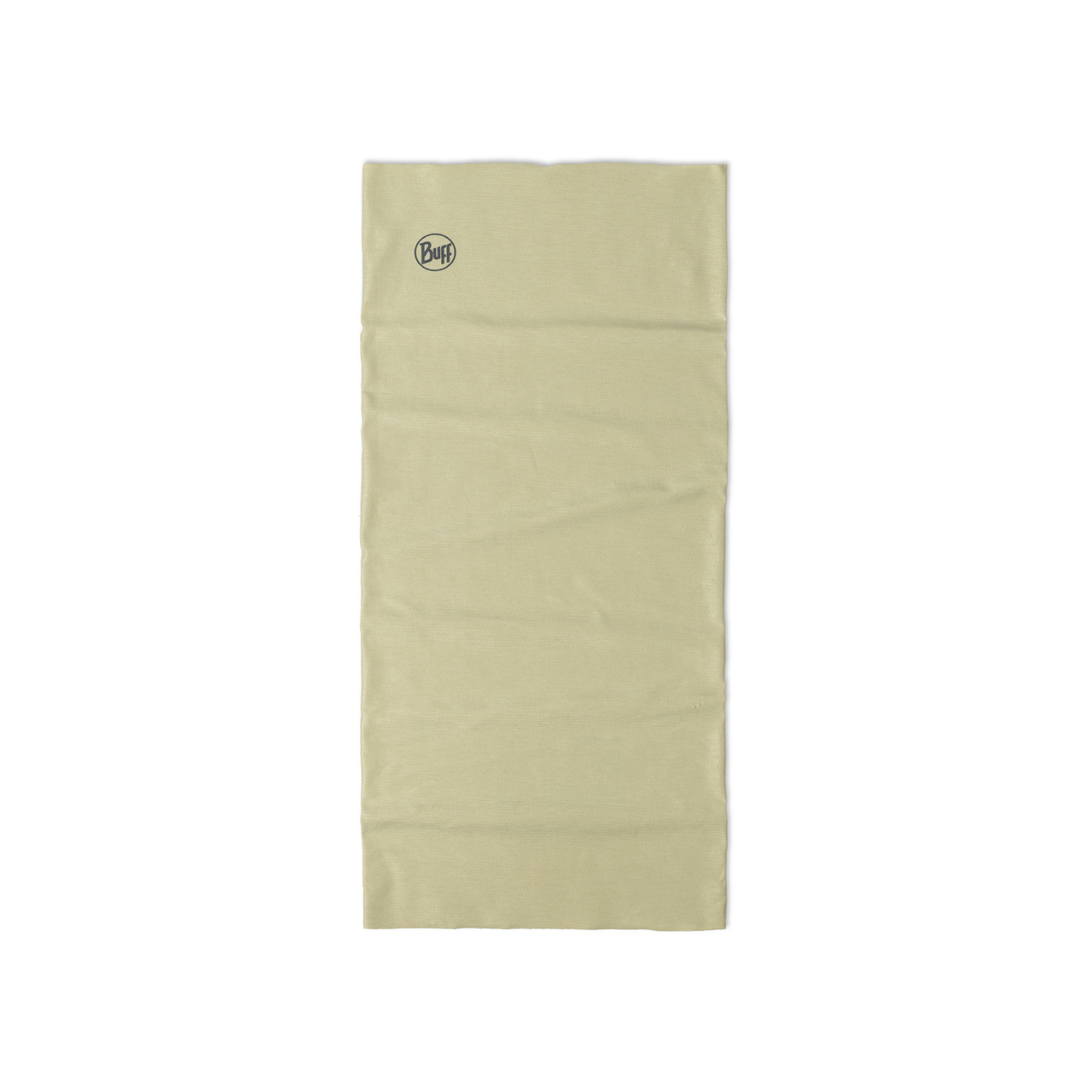 BUFF CoolNet UV pistachio neckwear worn as neck gaiter showing HeiQ Smart Temp cooling technology for hats and sun protection