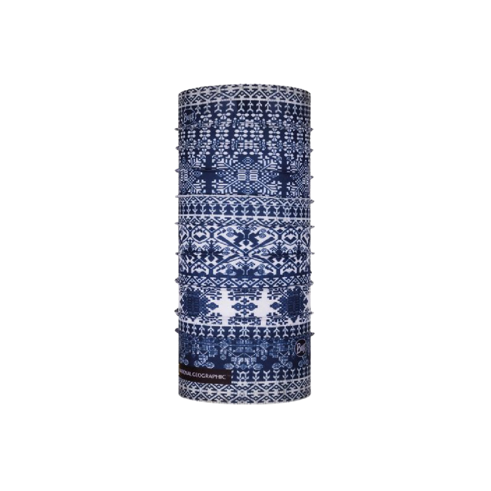 BUFF Original National Geographic neckwear in Kurzeme Dark Navy with UPF 50 sun protection for outdoor hats activities