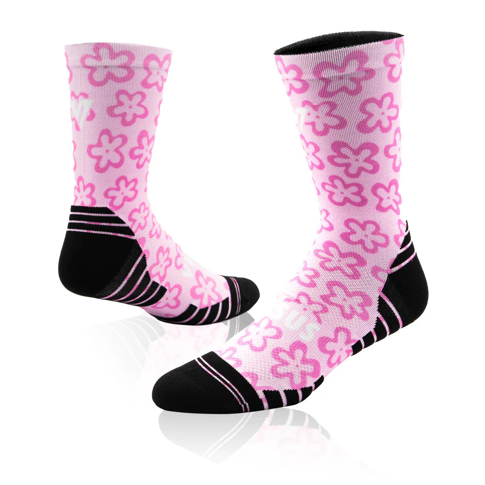 Versus Printed Active Crew Socks - Pink Flower Power