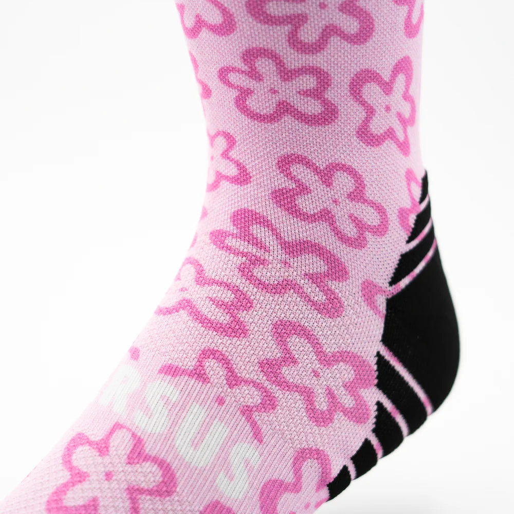 Versus Printed Active Crew Socks - Pink Flower Power