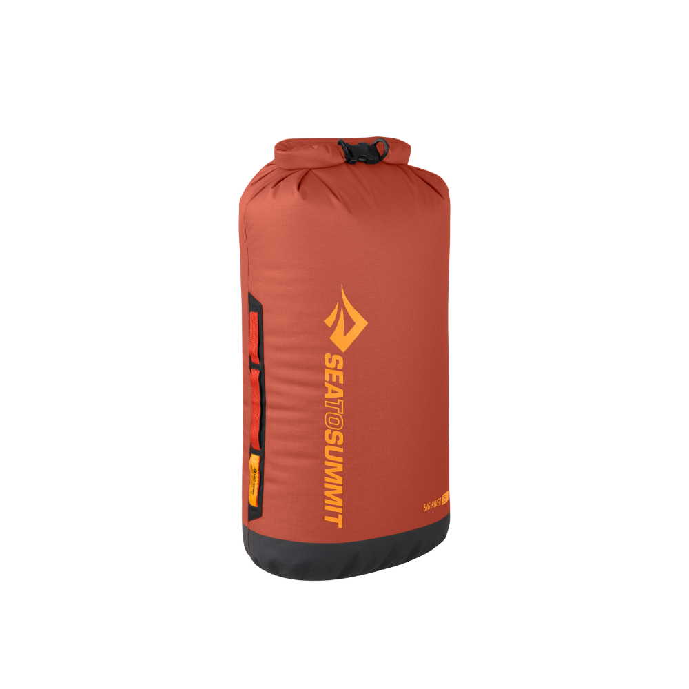 Orange dry bag with Sea to Summit logo on a white background
