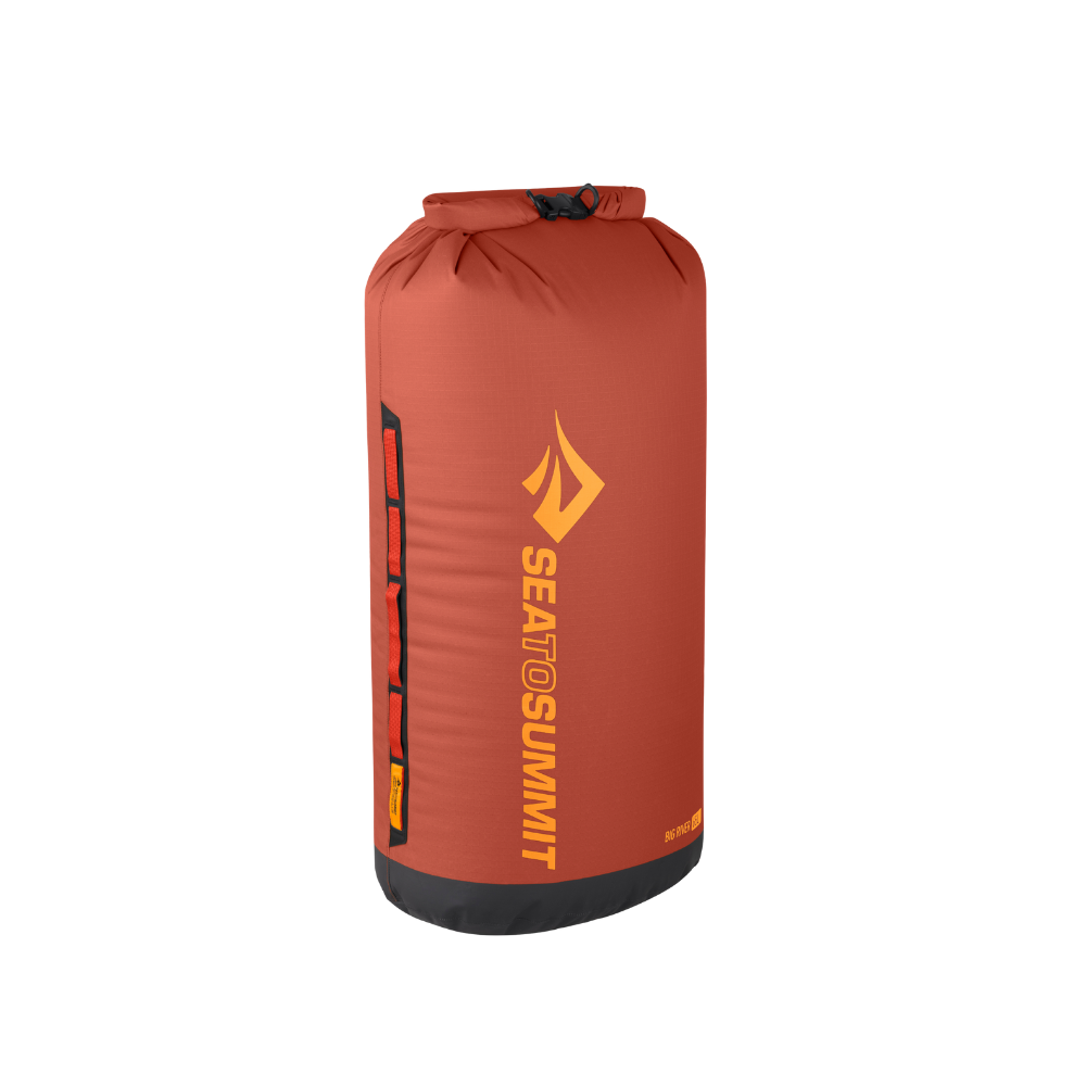 Orange dry bag with Sea to Summit logo on a white background
