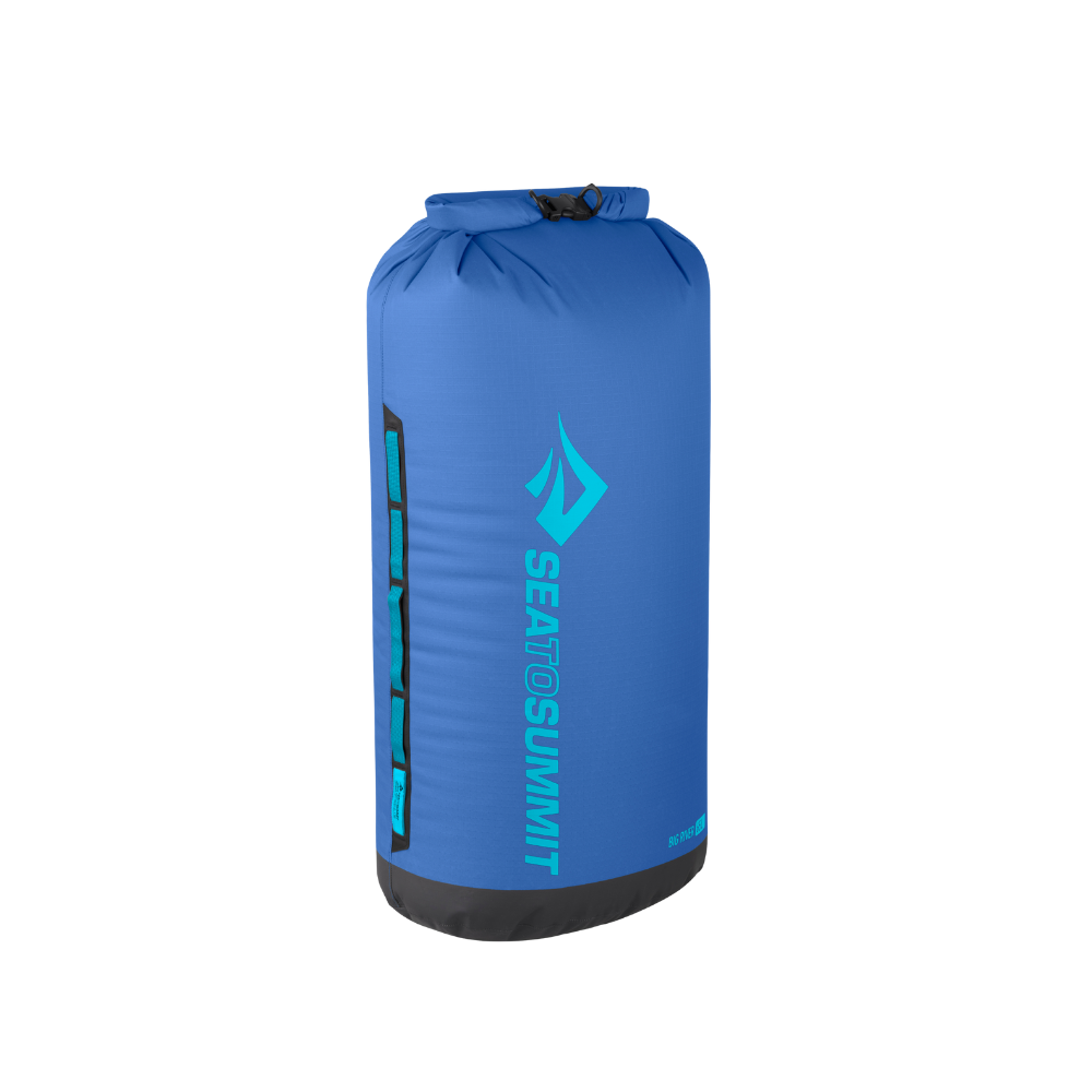 Blue dry bag with Sea to Summit logo on a white background
