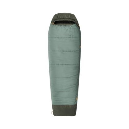 Green sleeping bag on a white background