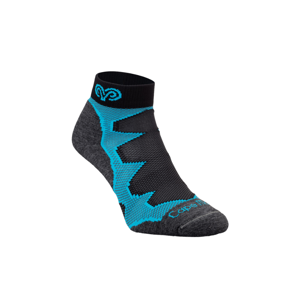 Cape Mohair Blaze Socks - Charcoal & Aqua