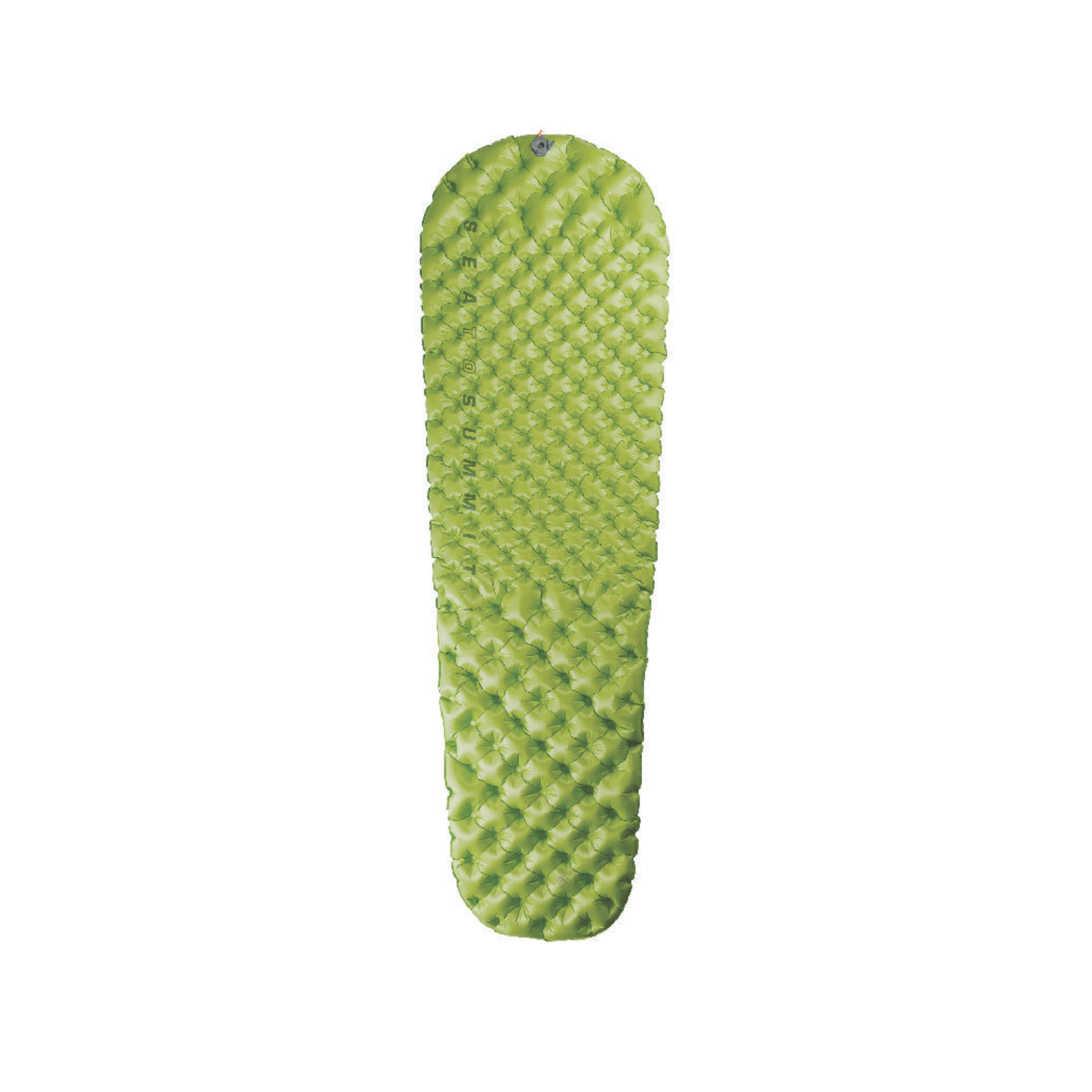 Green camping mattress pad on a white background