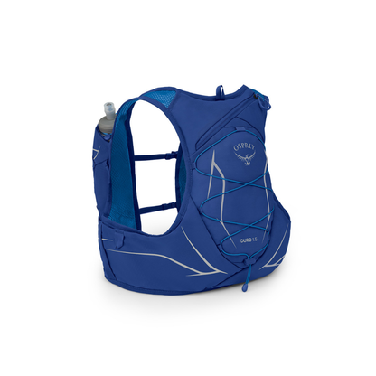 Close-up of Osprey Duro 1.5 showing magnetic hose clip and organized pocket system