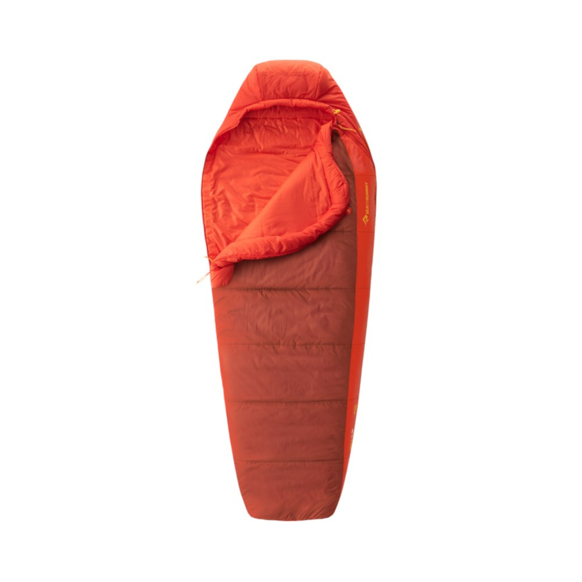 Orange sleeping bag on a white background