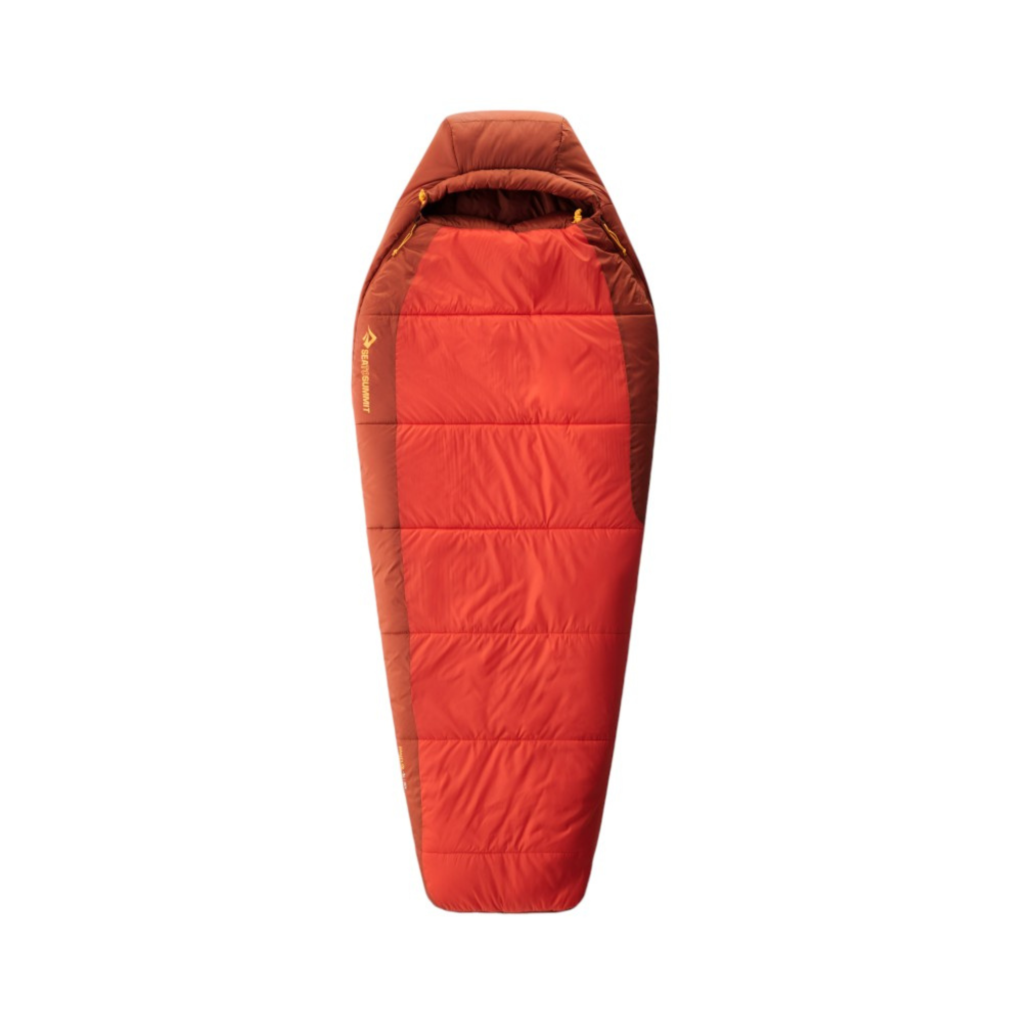 Orange sleeping bag on a white background