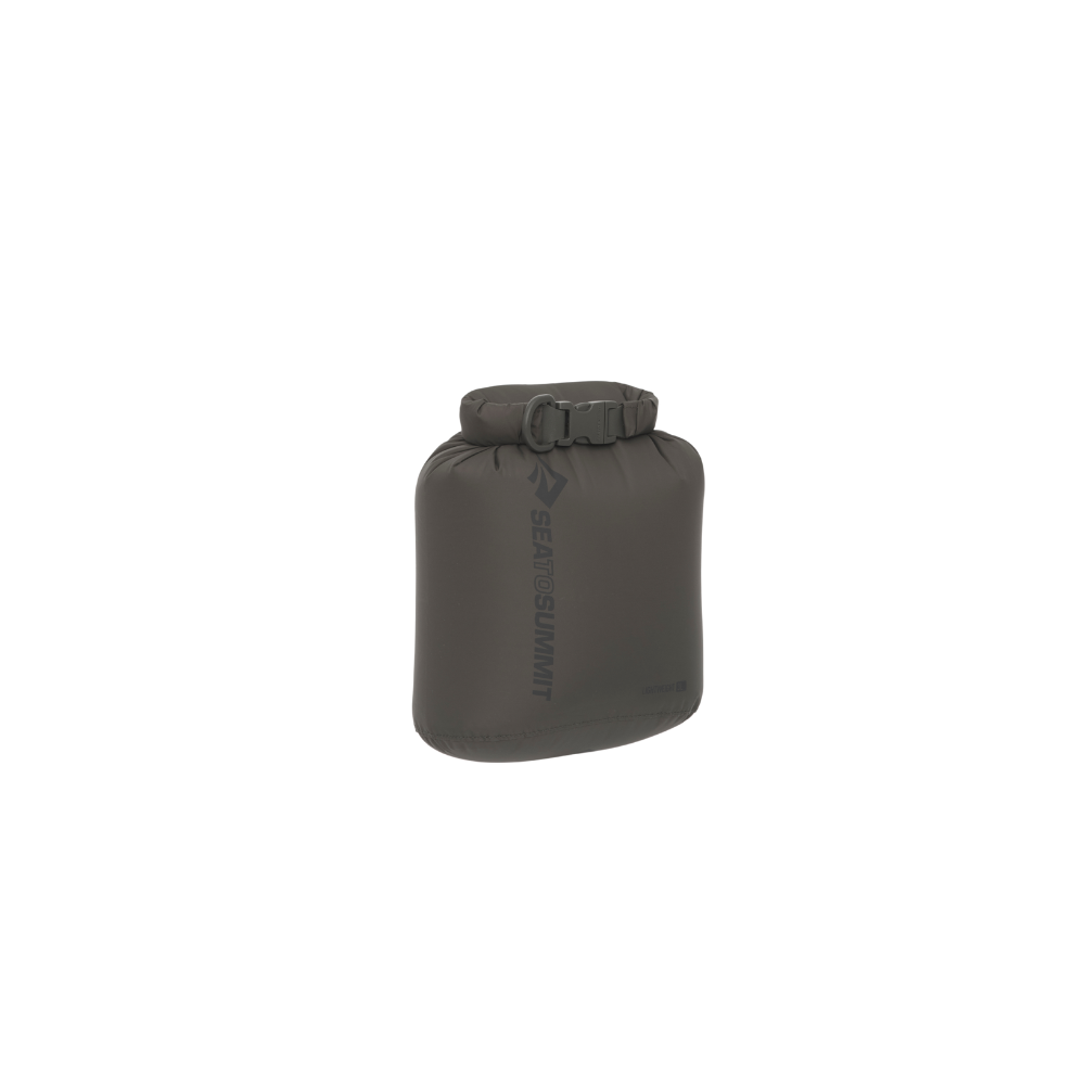 Black dry bag with a buckle on a white background