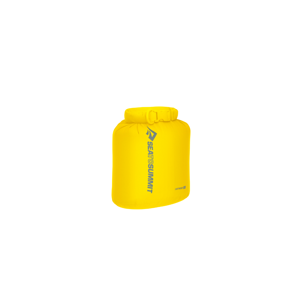 Yellow dry bag with Sea to Summit logo on a white background