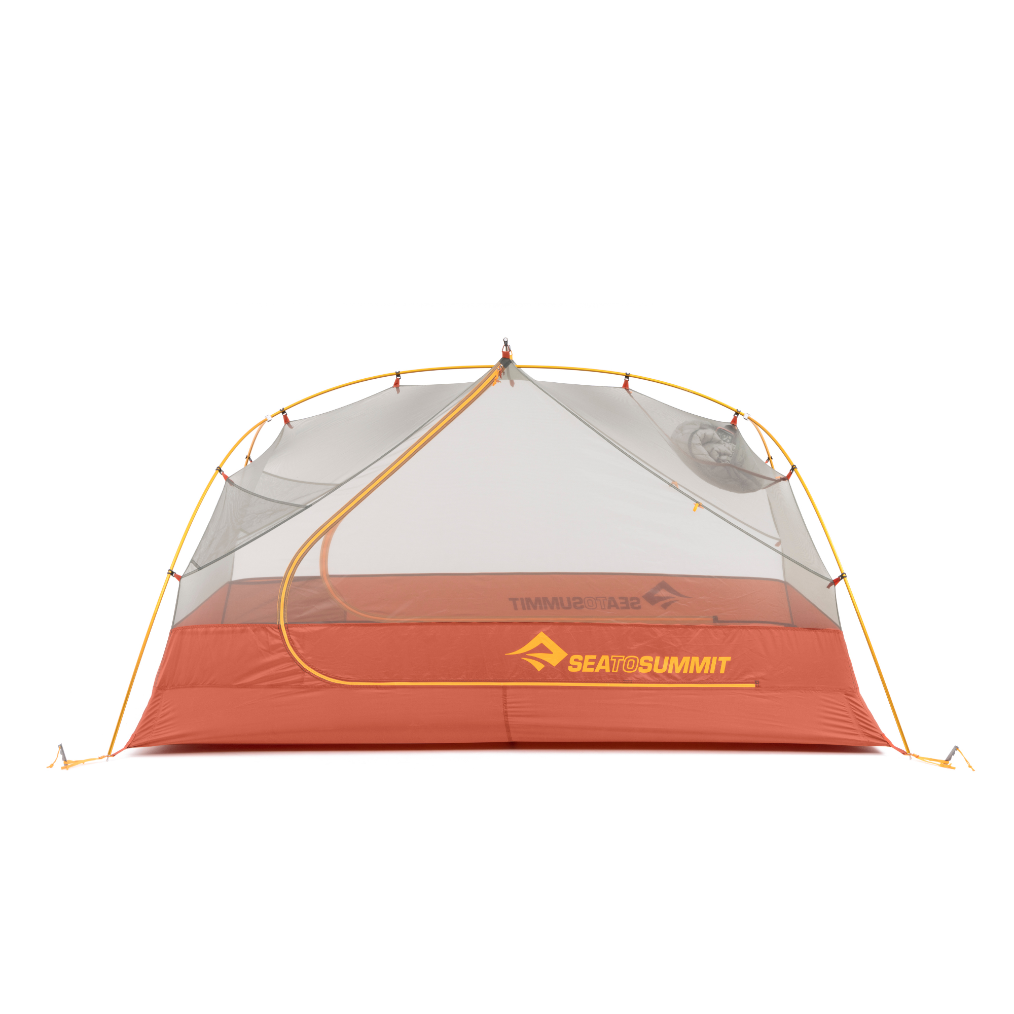 Sea to Summit Ikos TR2 Laurel Wreath tent interior showing rectangular tub floor, four pockets and gear loft storage