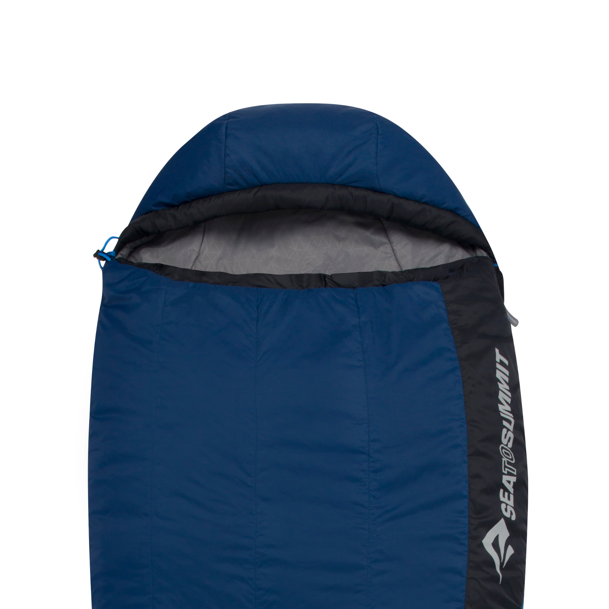 Blue sleeping bag with Sea to Summit logo on a white background