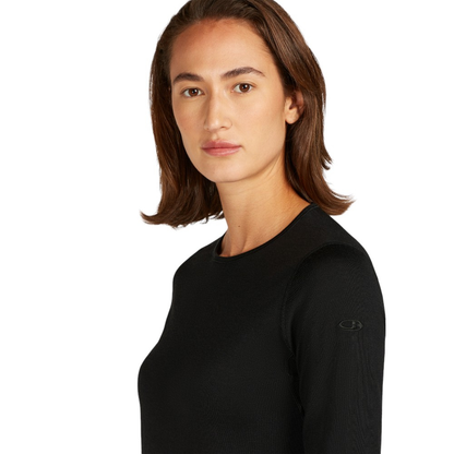 Icebreaker Women's 200 Oasis Long Sleeve Crewe Thermal Top - Black