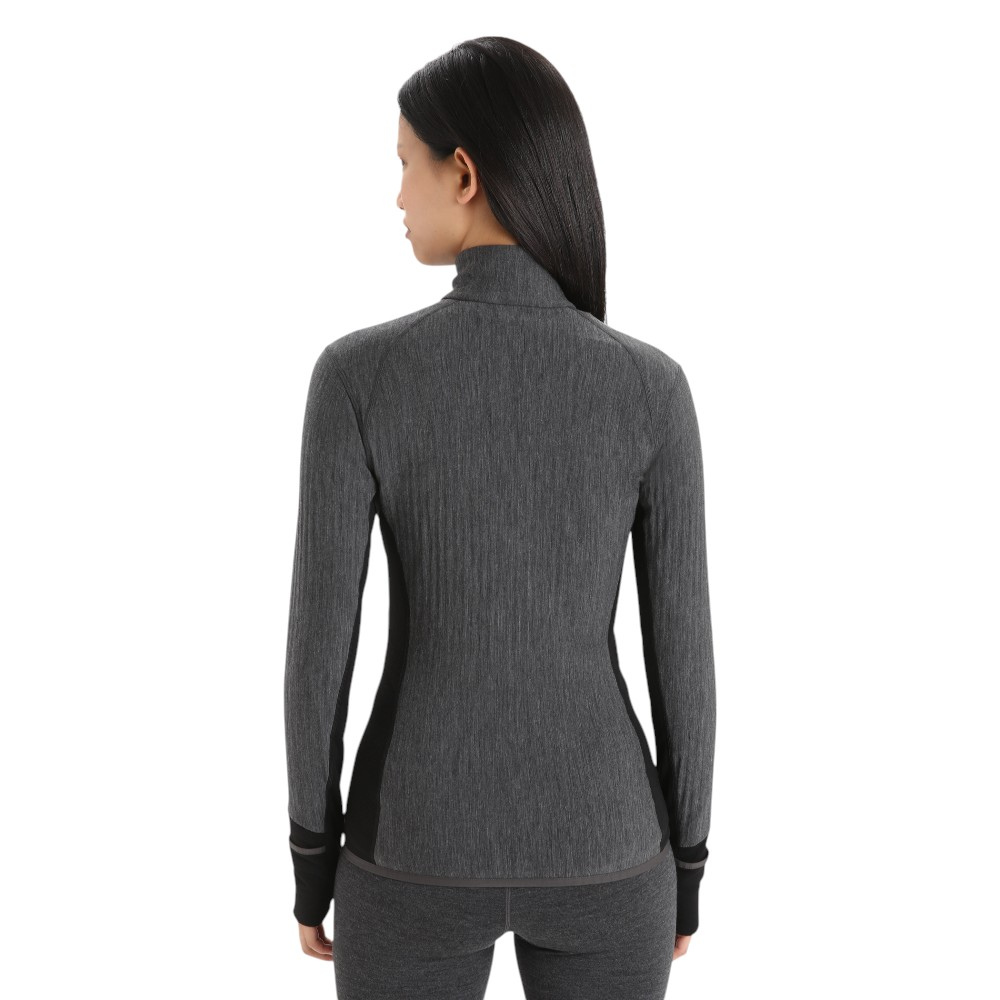 Icebreaker Women's Descender Long Sleeve Zip Jacket - Jet Heather & Black