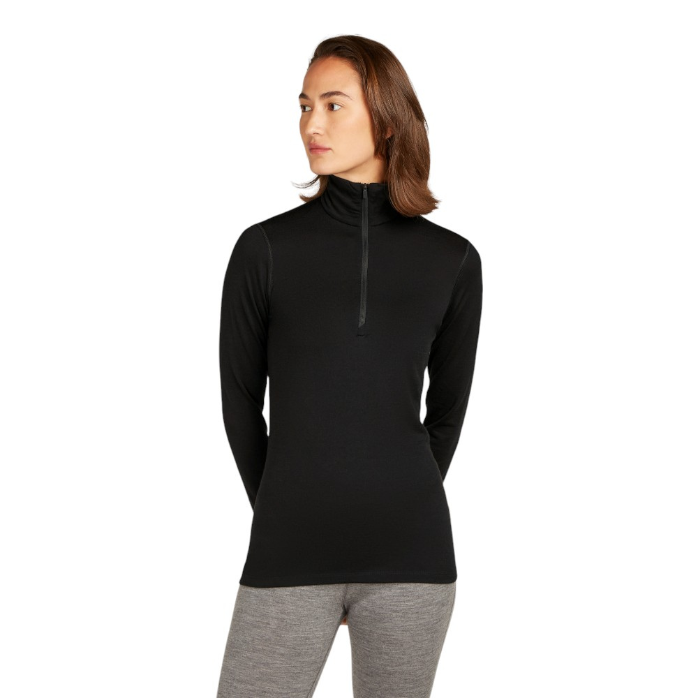Icebreaker Women's Merino 200 Oasis Long Sleeve Half Zip Thermal Top - Black