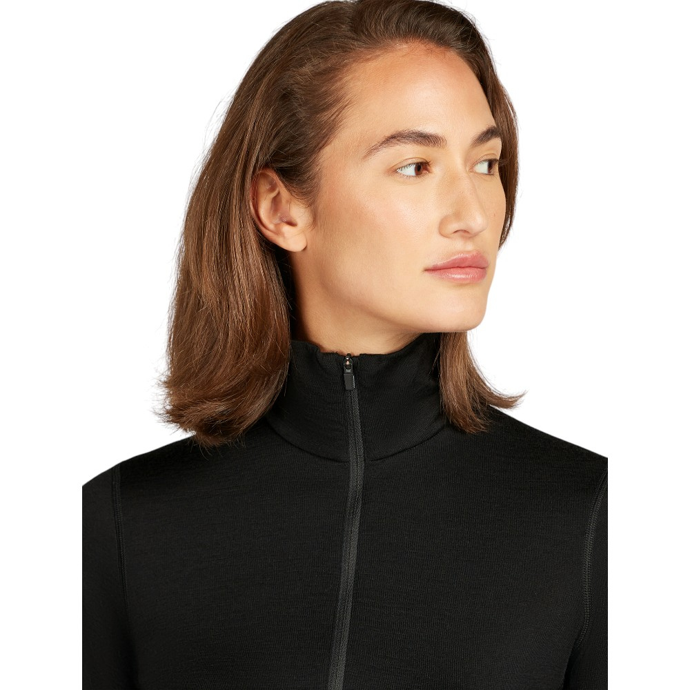 Icebreaker Women's Merino 200 Oasis Long Sleeve Half Zip Thermal Top - Black