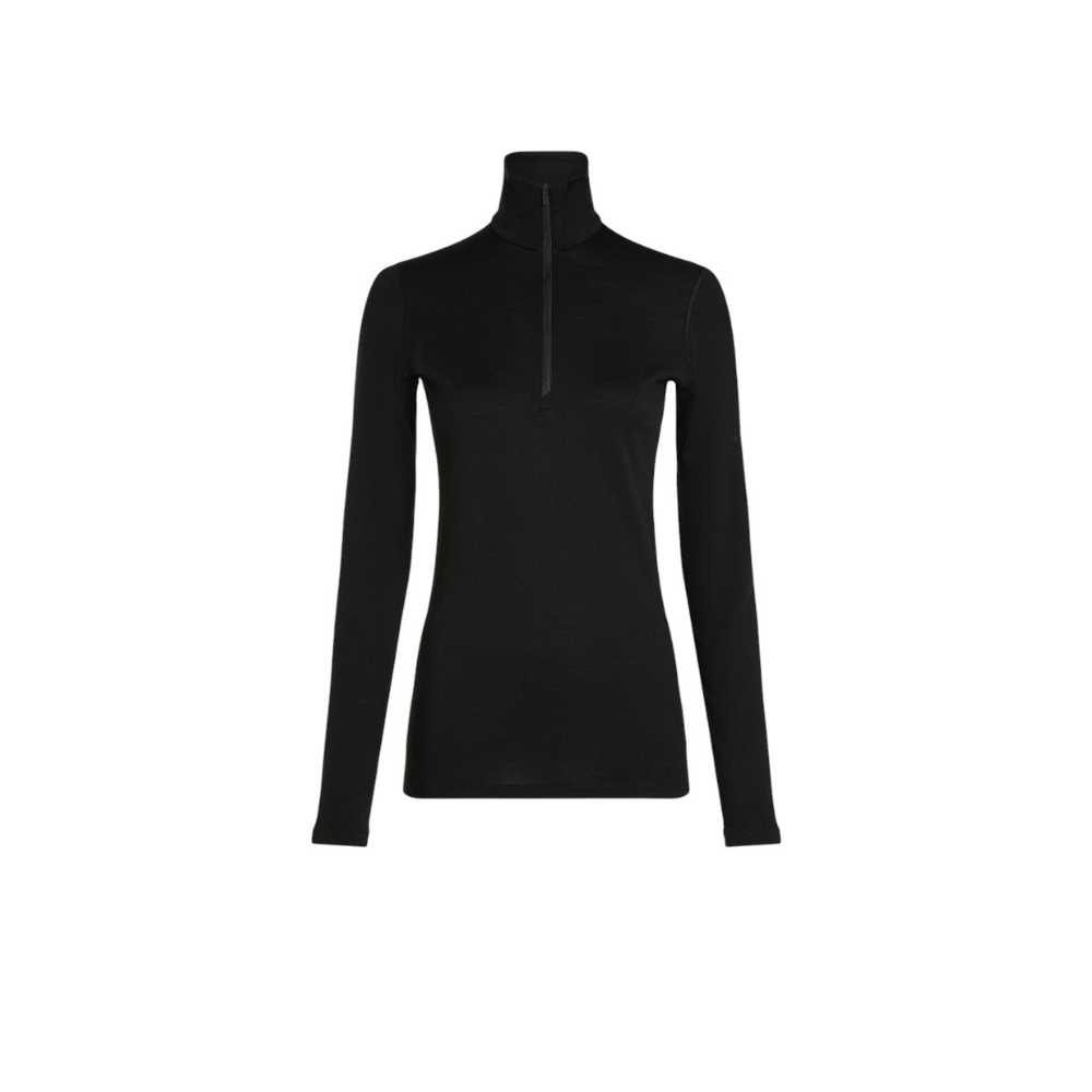Icebreaker Women's Merino 200 Oasis Long Sleeve Half Zip Thermal Top - Black