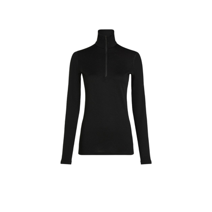 Icebreaker Women's Merino 200 Oasis Long Sleeve Half Zip Thermal Top - Black