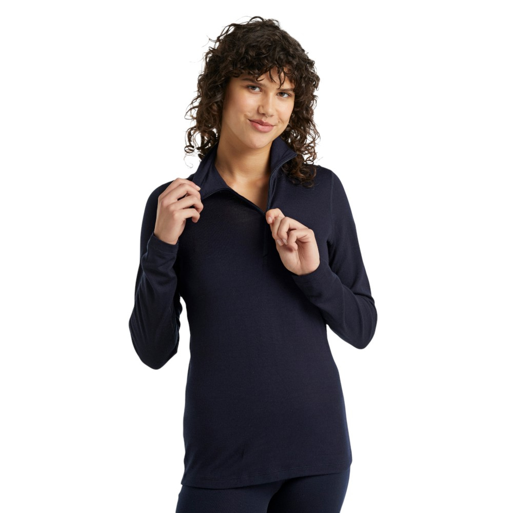 Icebreaker Women's Merino 260 Tech Long Sleeve Half Zip Thermal Top - Navy