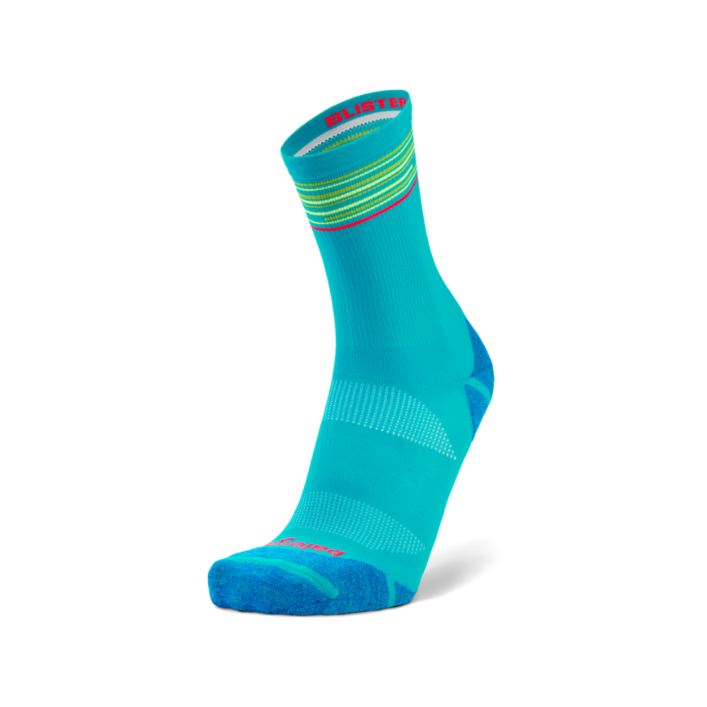 Balega Blister Resist Light mini crew running socks in lake blue and lime