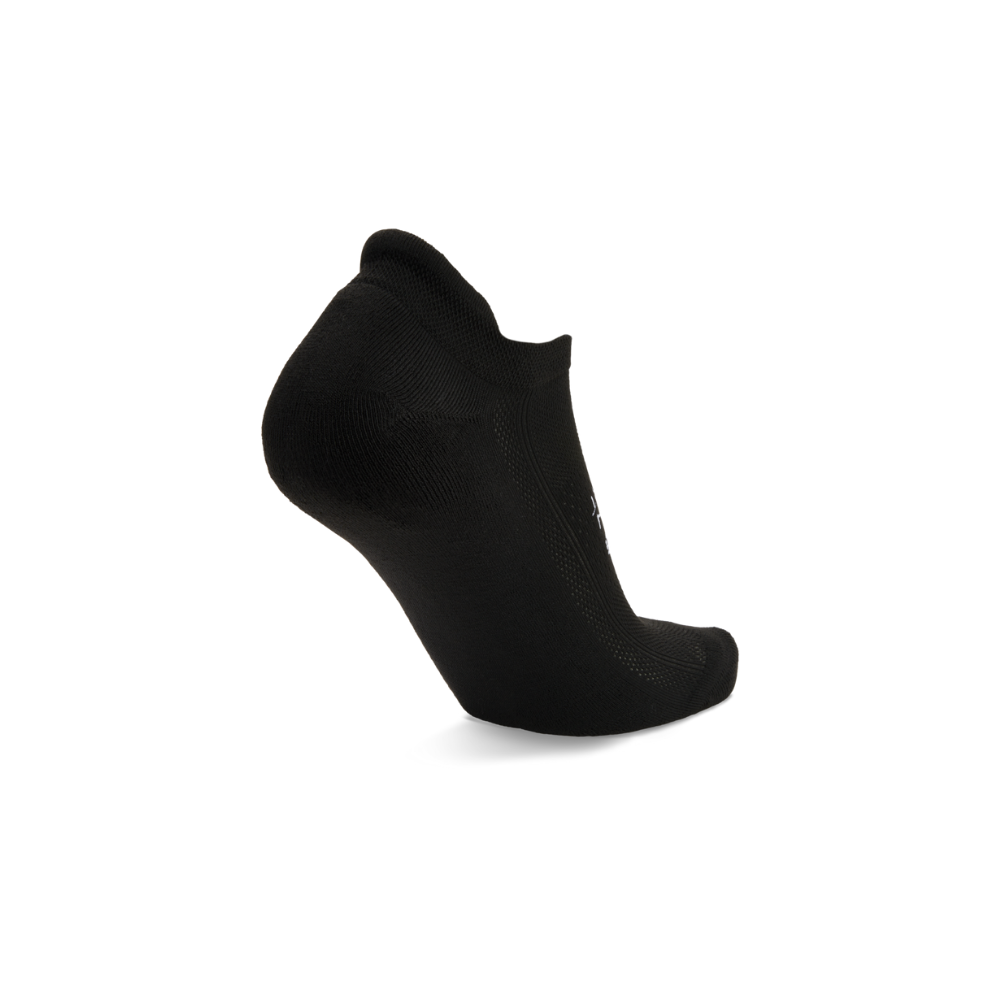 Balega Hidden Comfort running socks black showing deep heel pocket and reinforced heel construction