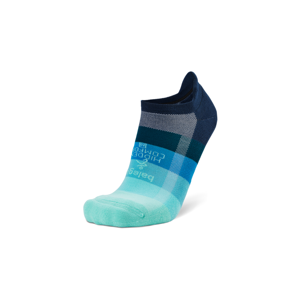 Balega Hidden Comfort running socks in legion blue and light aqua with Drynamix moisture-wicking technology
