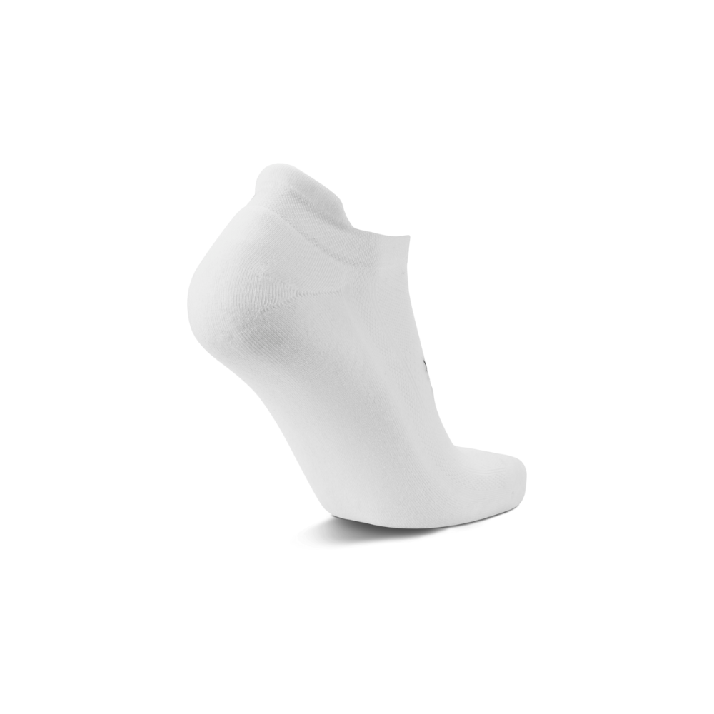 Balega Hidden Comfort running socks white showing deep heel pocket and reinforced heel construction