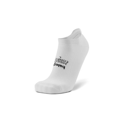 Balega Hidden Comfort running socks in white no show design with Drynamix moisture-wicking technology