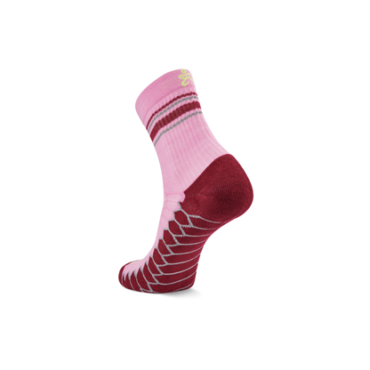 Balega Silver mini crew women's running socks pink showing deep heel pocket and reinforced construction