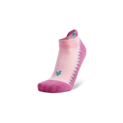 Balega Silver no show women's running socks in super pink with antimicrobial silver ions and Drynamix moisture-wicking