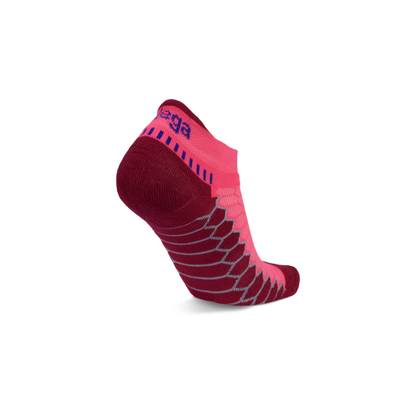 Balega Silver women's running socks watermelon showing high tab heel and extra-deep heel pocket construction