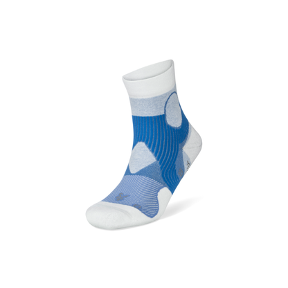 Balega Support running socks in palace blue and white with silicone grip pads and Drynamix moisture-wicking technology