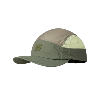 BUFF 5 Panel Go Cap in Domus Khaki with UPF 50 protection and mesh panels for outdoor hats and trail running activities